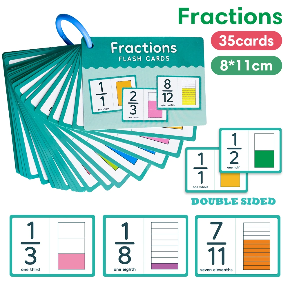 35 Kaarten Wiskunde Fractie Flashcards Voor Kinderen Leren Speelgoed Leerhulp-Hele Tot Twaalfden Geweldig Wiskunde Leermateriaal Voor Kinderen