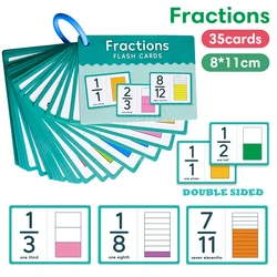 35 Cards Math Fraction Flashcards for Kids Learning toys Teaching aid- Whole To Twelfths Great Math Learning Material for Kids