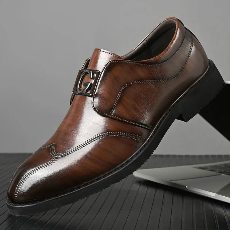 

Men's Dress Shoes Fashion Casual Leather Shoes Pointed Business Shoe Luxury Loafers Wedding Party Footwear Brogue Shoes for Men