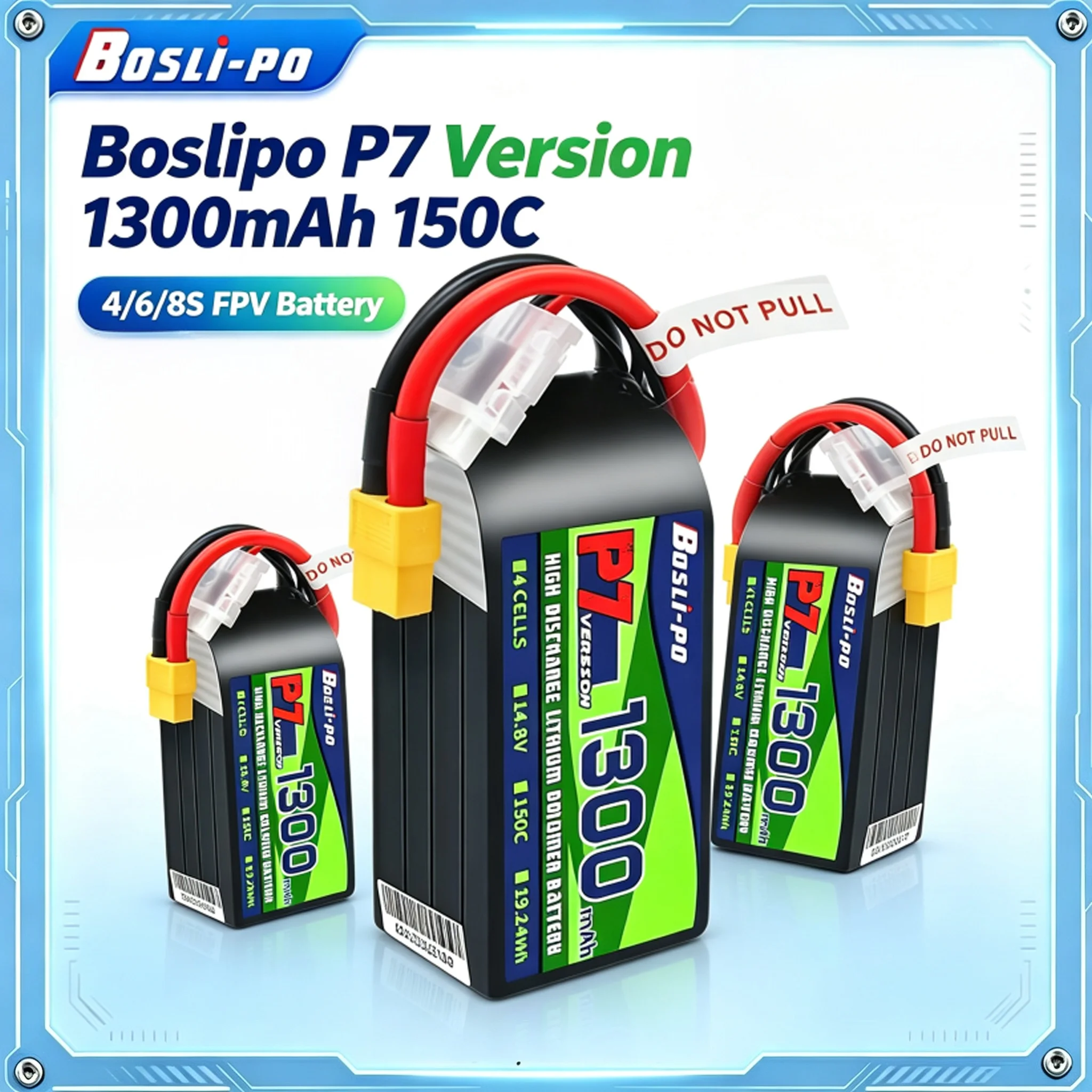 Drone Racing Battery - Boslipo P7 1300mAh 150C 4S 6S