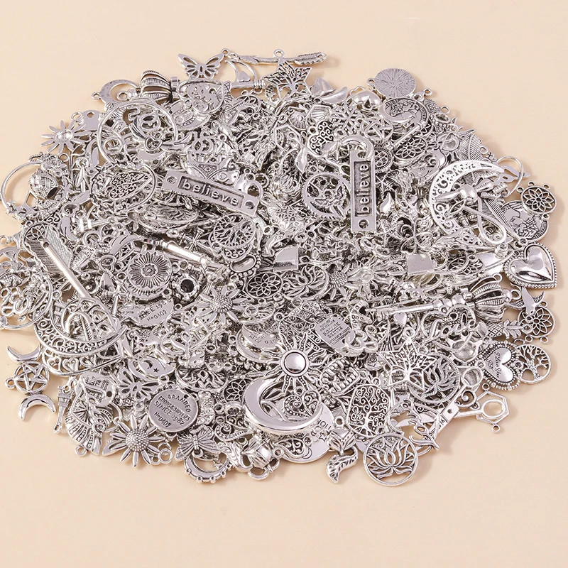 Leslie Gemischte 50/100 Stück Legierungsanhänger Mix Tier Stern Mond Herz Kreuz Anhänger für DIY Schmuckherstellung Zubehör – Detail 9