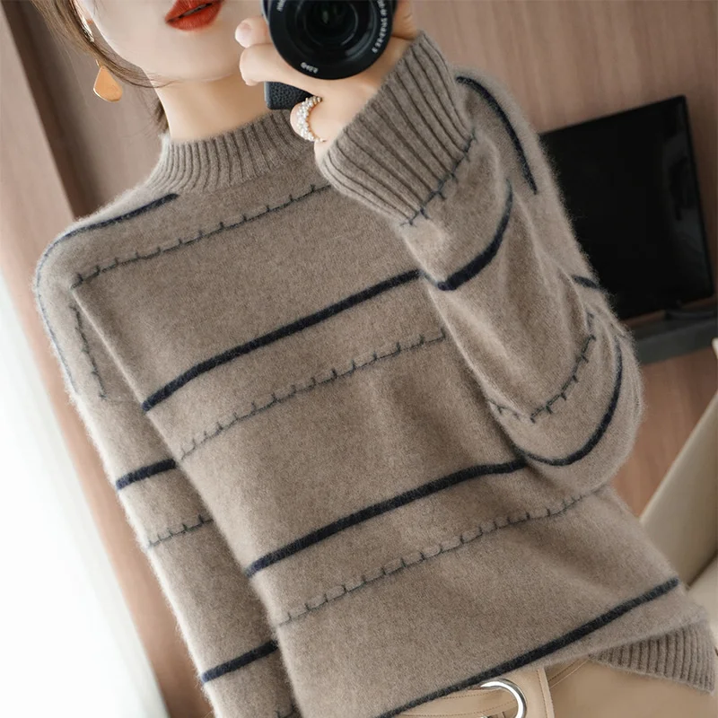 Women\'s Sweater O-neck Pullovers Fashion Slim Long Sleeve Fashionable Casual Basic Soft Loose Office Chic Sweater Tops