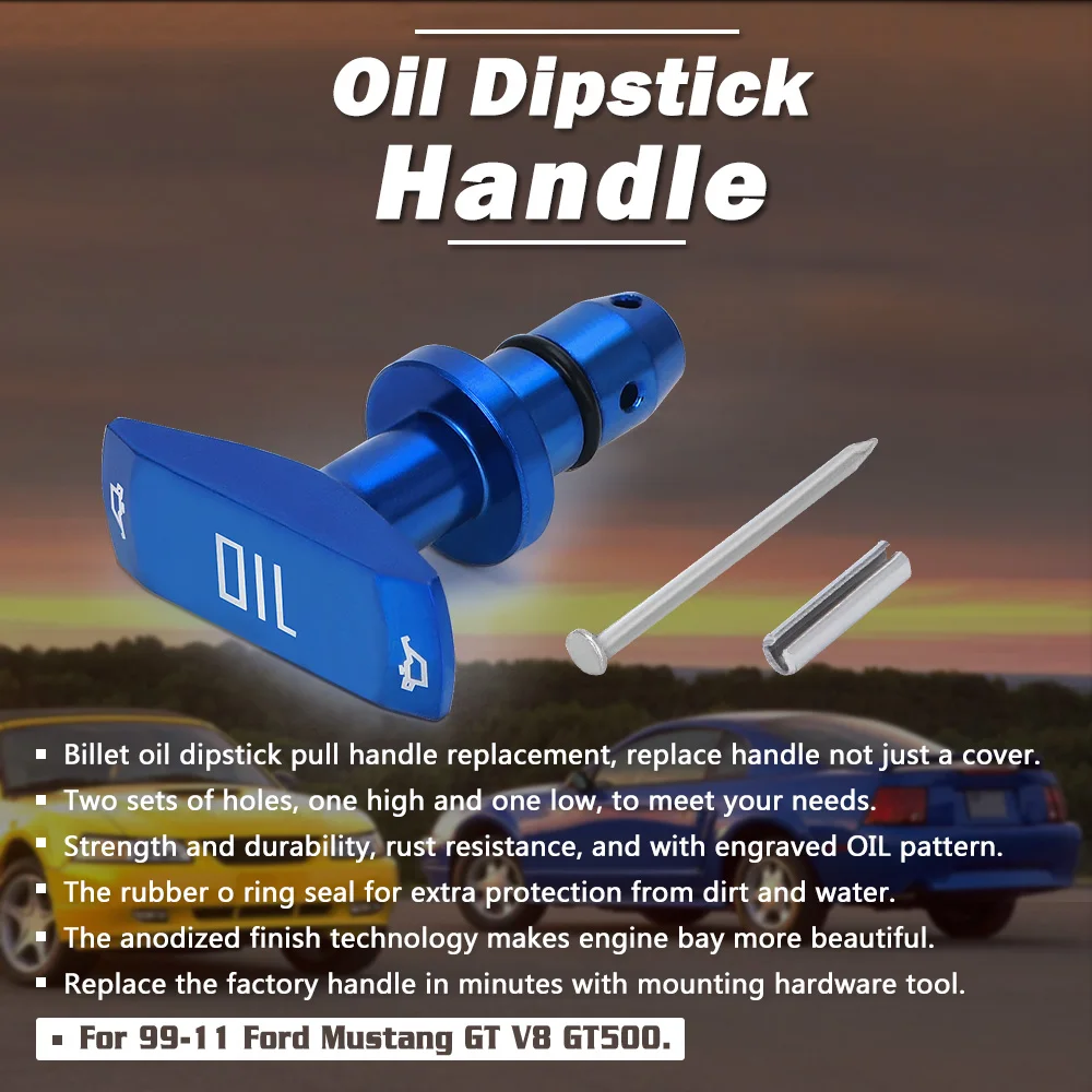 Car Oil Dipstick Pull Handle Engine Oil Pullhandle Aluminum Billet Brand New Universal Automobile Replacement LZ-ODP02