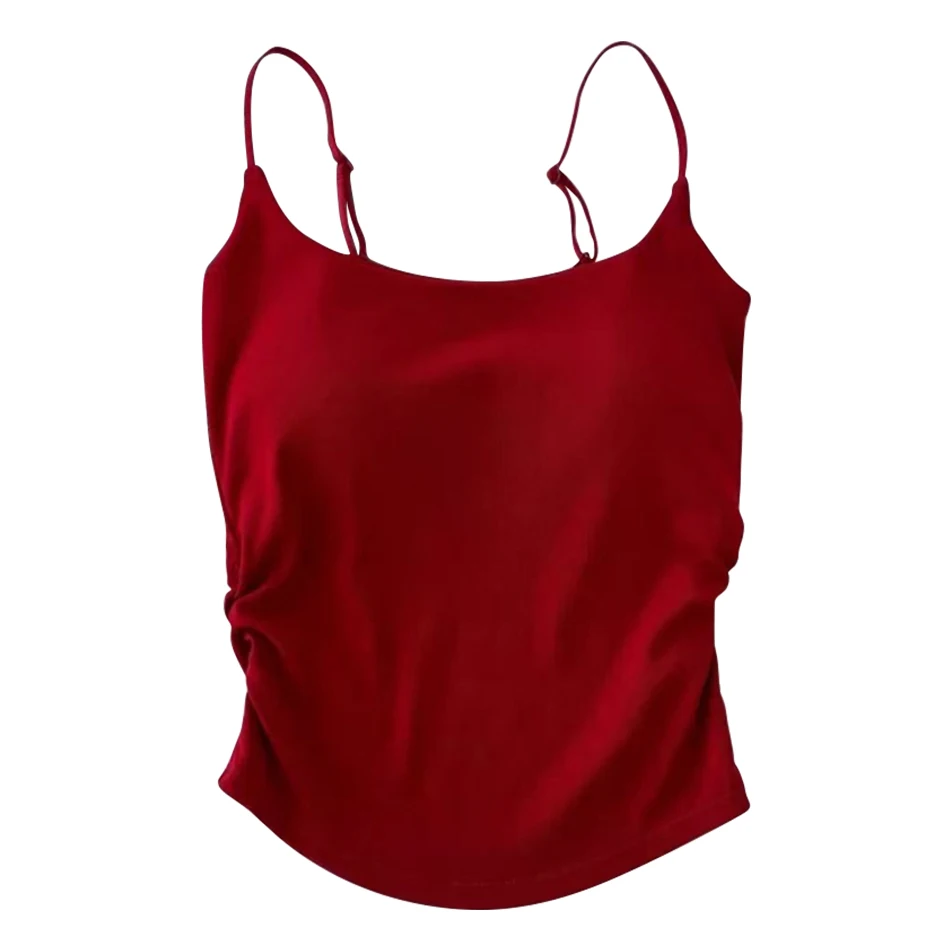 Comfortable and Trendy Girls Strap Camisole Vest with Chest Cushion Summer Versatile Daily Wear Casual Solid Color Underwears