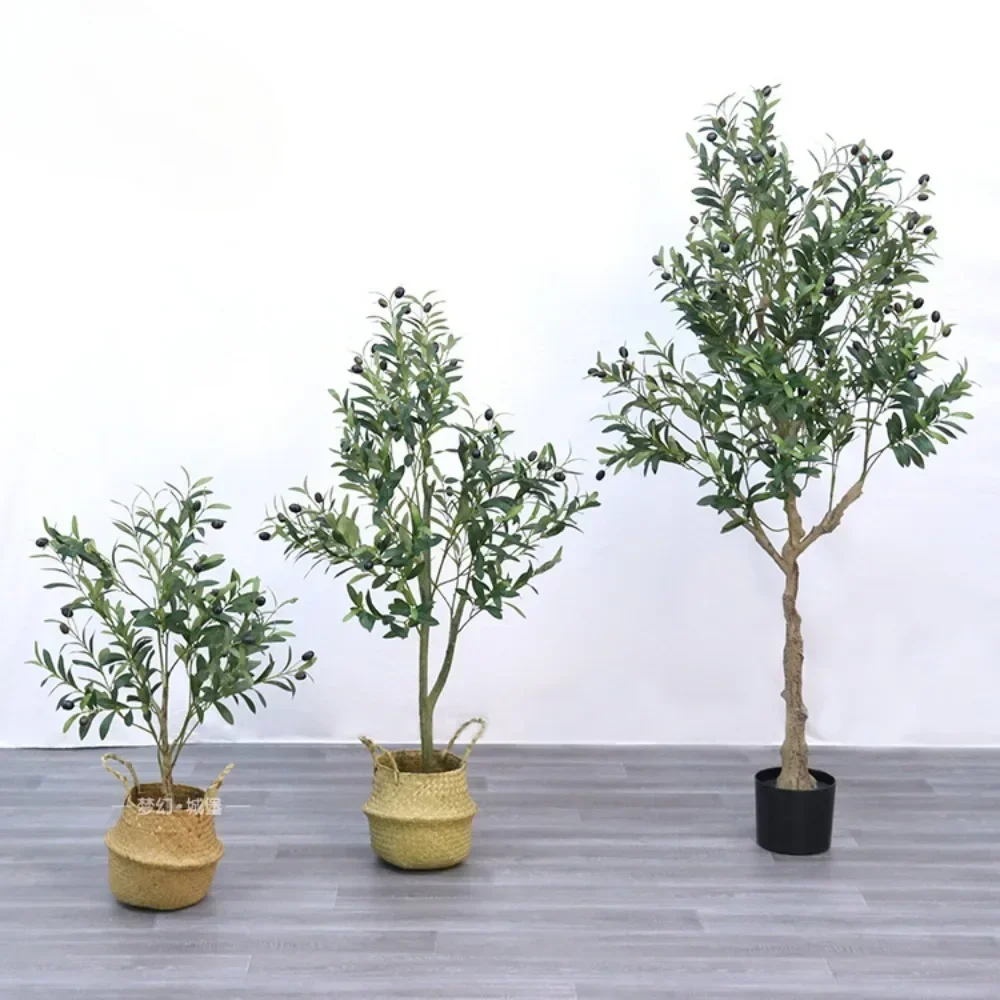 Large Olive Tree Artificial Plant Fake Olive Tree with Pot 50-240cm Tropical Silk Tree for Home Office Shop Party Decoration