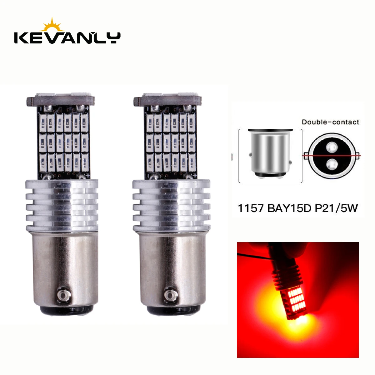 2pcs 1157 BAY15D P21/5W 45SMD Brake Tail Light Bulb 12V Dual Filament For Motor Tail light Auto Parking light Red