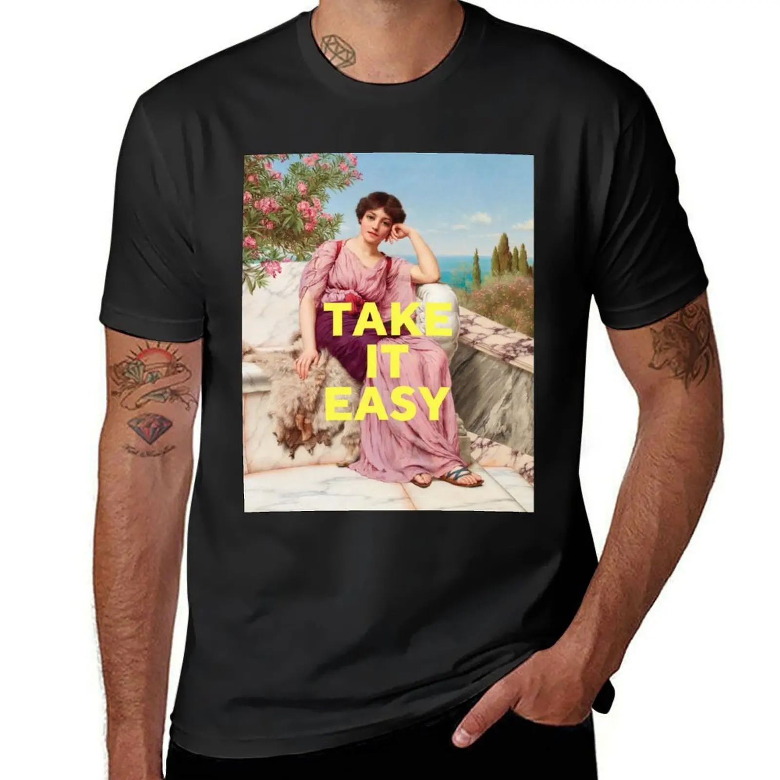 Take it Easy - John William Godward T-Shirt graphics plus sizes mens big and tall t shirts