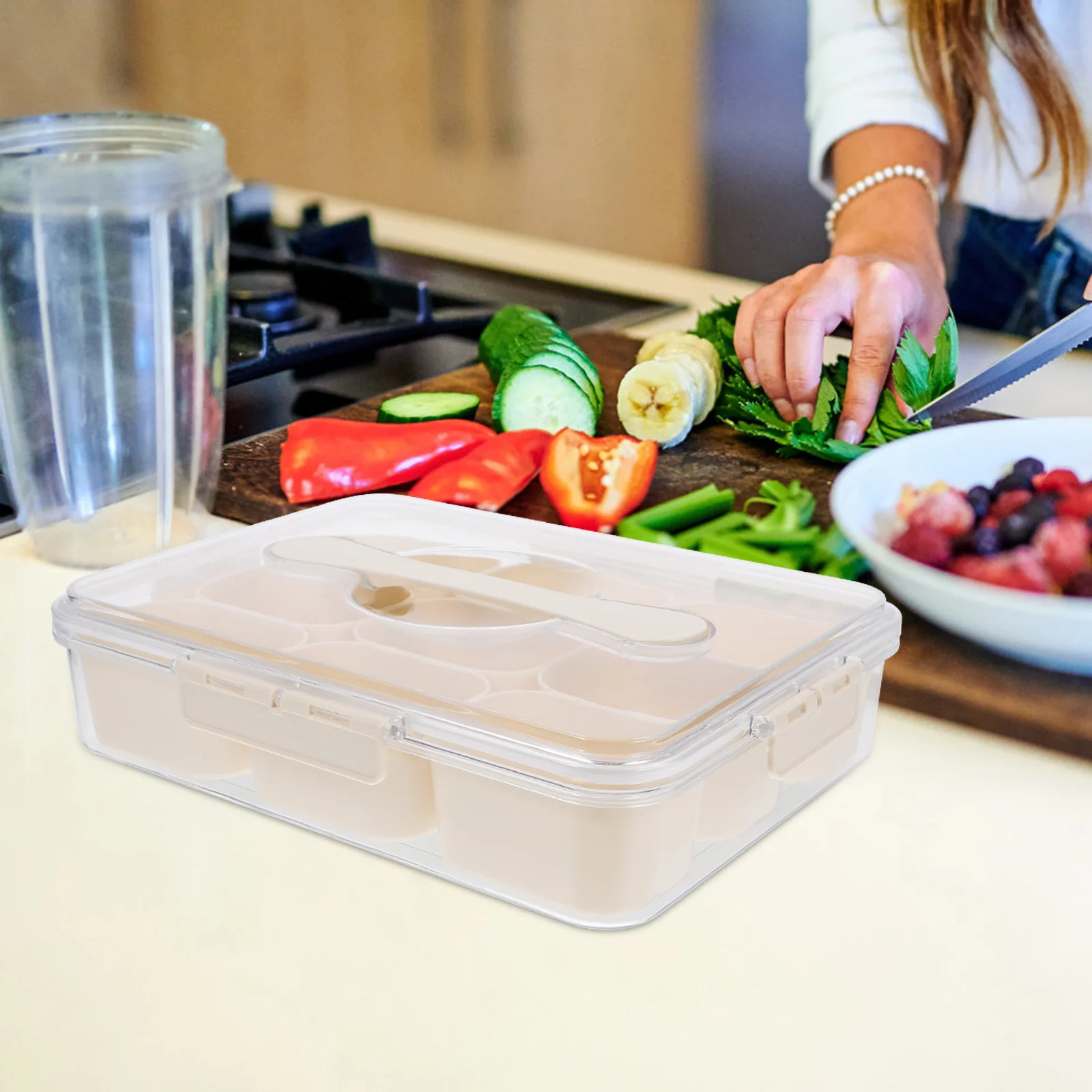 

9-Part Fridge Fresh Box Multi-Function Organizer Clear Visibility Vegetable Storage Containers Serving Trays for Party