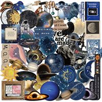 50Pcs Space Stickers Space Planets DIY Stickers Scrapbooking Phone Luggage Skateboard Vinyl Transparency PET Sticker