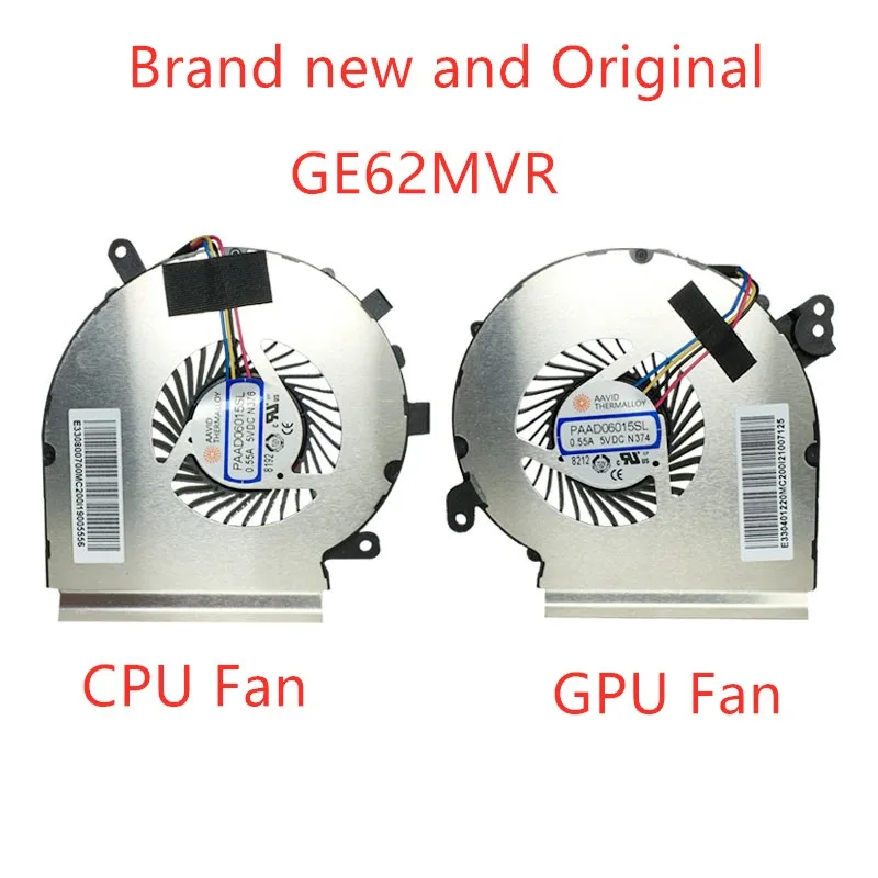 New Original Laptop CPU GPU Cooling Fan For MSI GE62MVR GE72MVR 7RG PAAD06015SL 0.55A 5VDC N374 N376 Fan MS-16JC MS-179C