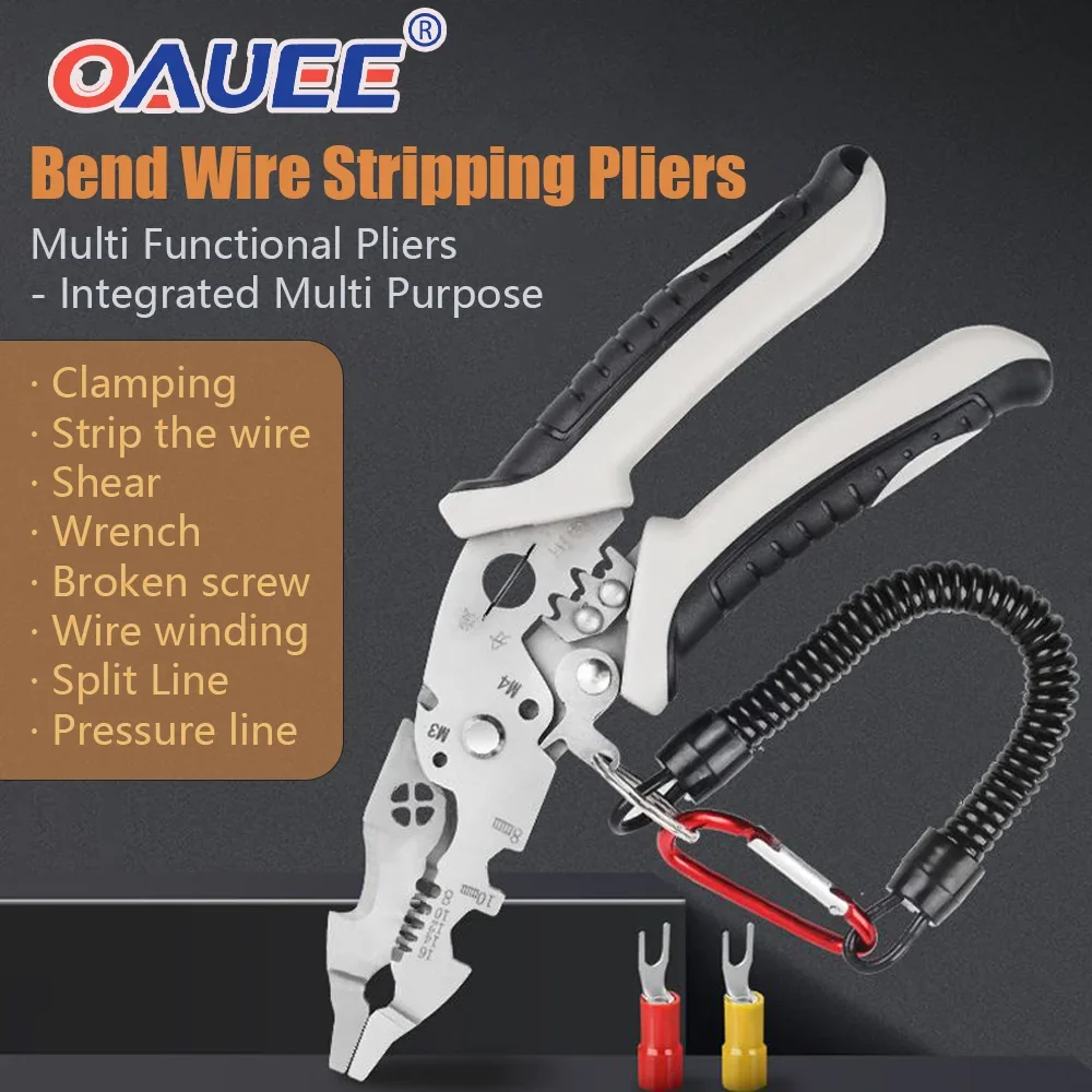 

12 in 1 Multifunctional Wire Stripper Crimper Cable Cutter Pliers Stainless Steel Elbow Pliers Multi-Purpose Wire Stripping Tool