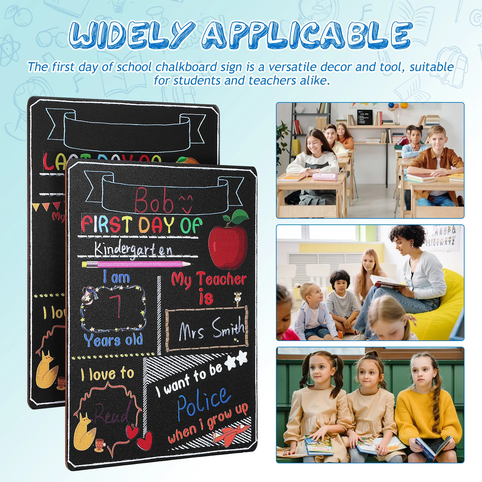 2 قطعة علامة سبورة اليوم الأول للمدرسة سبورة صغيرة تصميم رائع لوحة كثافة قوية خفيفة الوزن ومحمولة #2