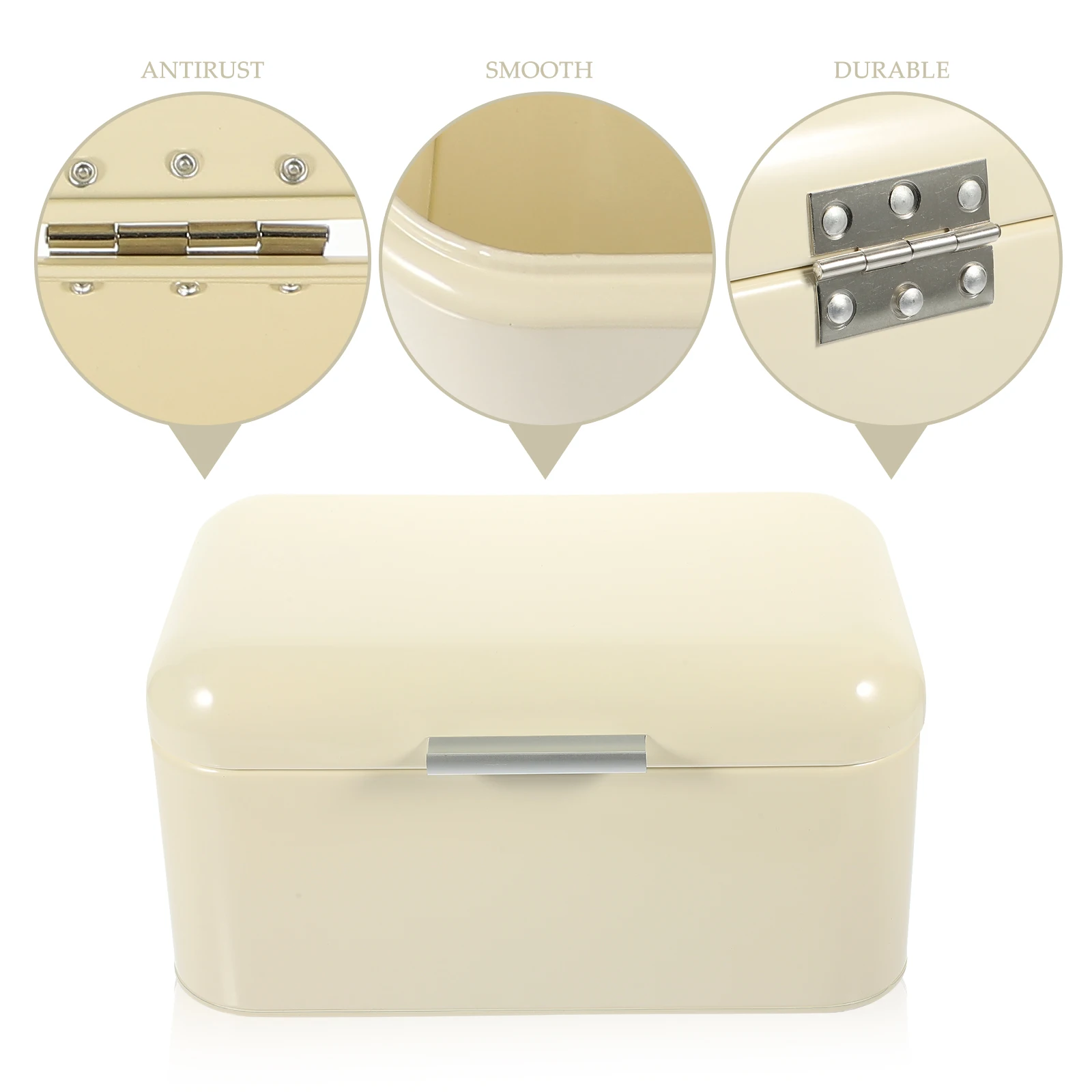 

Box Storage Metal Vintage Bin With Lid Desktop Food Case Compact Countertop Bread Keeper Snack Holder