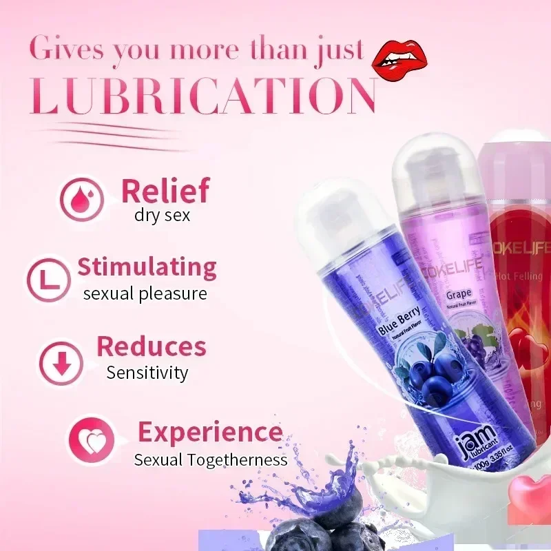 Anal Lubrication Male And Female Sex Lubricant 100ML Fruit Flavor Water-based Sex Lubricant Vagina Water Soluble Lube for Adults