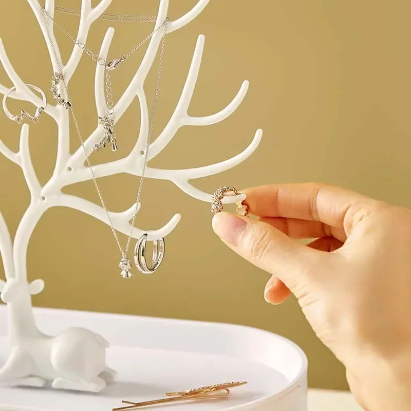 Jewelry Rack Antlers Earrings Necklaces Rings Display Bracelet Deer Jewelry Organizer Cases Stand Tray Tree Gifts For Women