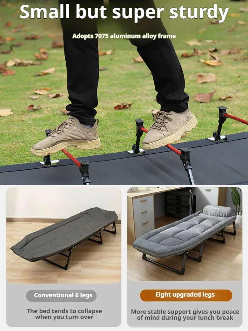 Multifunctional Folding Chair Office Sofa Bed Single Bed Camping Recliner Folding Chair with Bed image 4