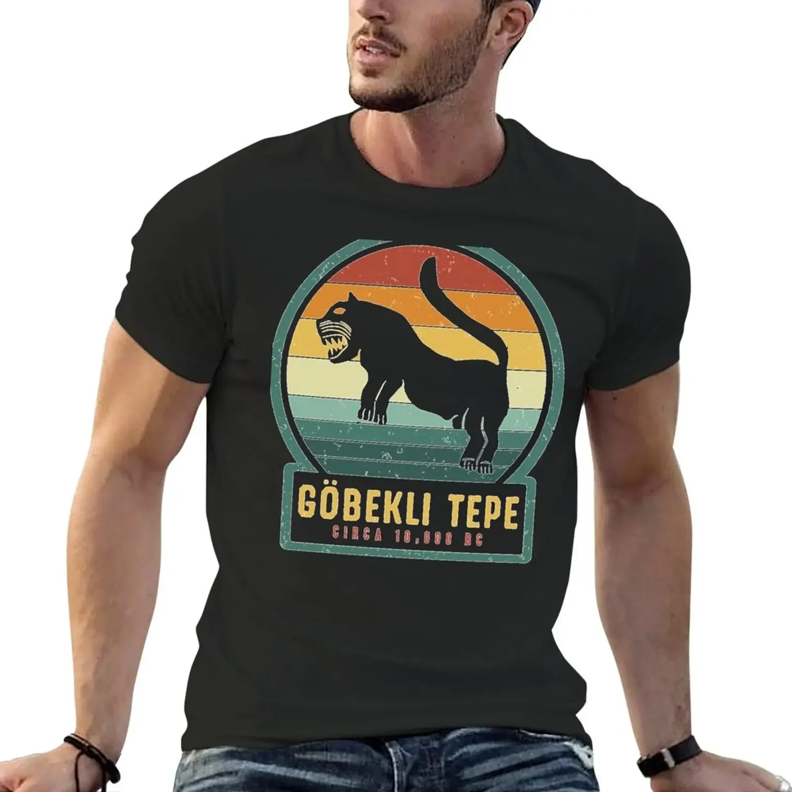 Gobekli Epe Lion Large Cat Ancient Megalithic Structure T-Shirt anime figures anime stuff plain white t shirts men