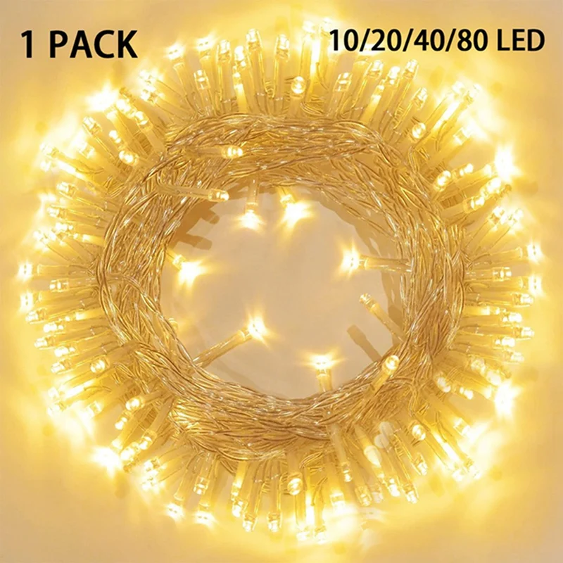 1Pack 10/20/40/80 Led Battery Powered String Lights Waterproof Fairy Lights For Bedroom Garden Party Christmas Tree Decorations