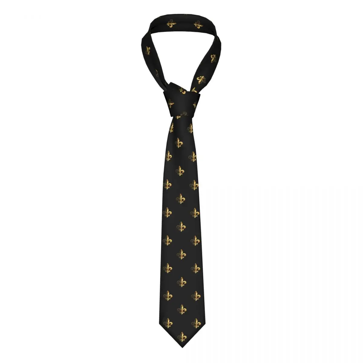 

Casual Arrowhead Skinny Golden Fleur De Lis Pattern Necktie Slim Tie For Party Formal Tie