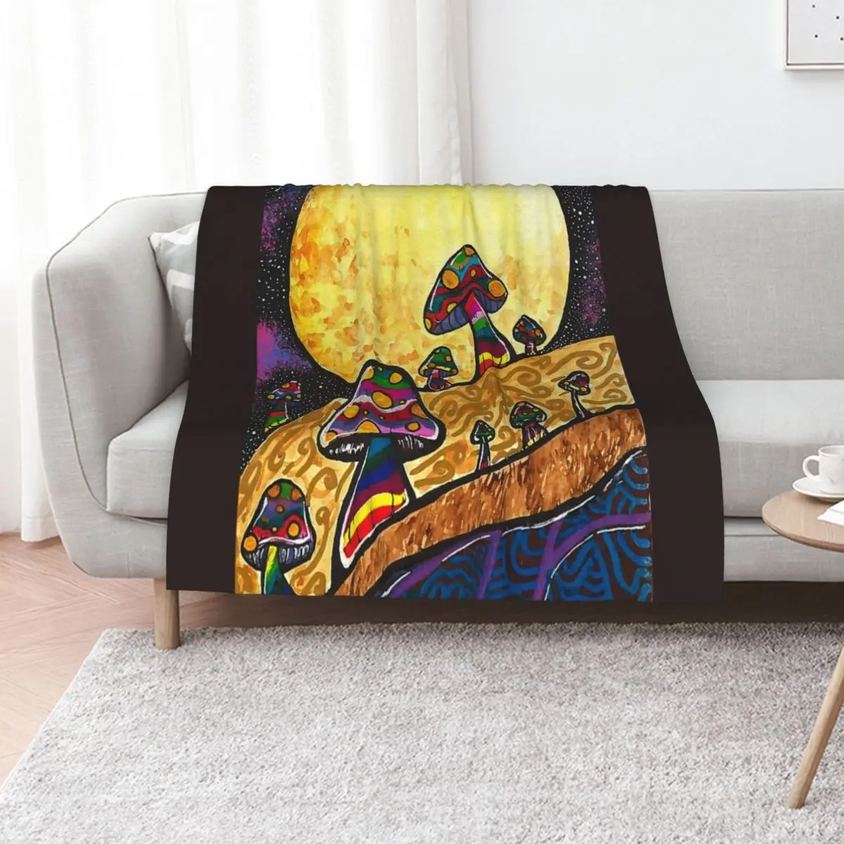 Moon Mushrooms Throw Blanket Weighted Single for winter Large Designers for sofa Blankets