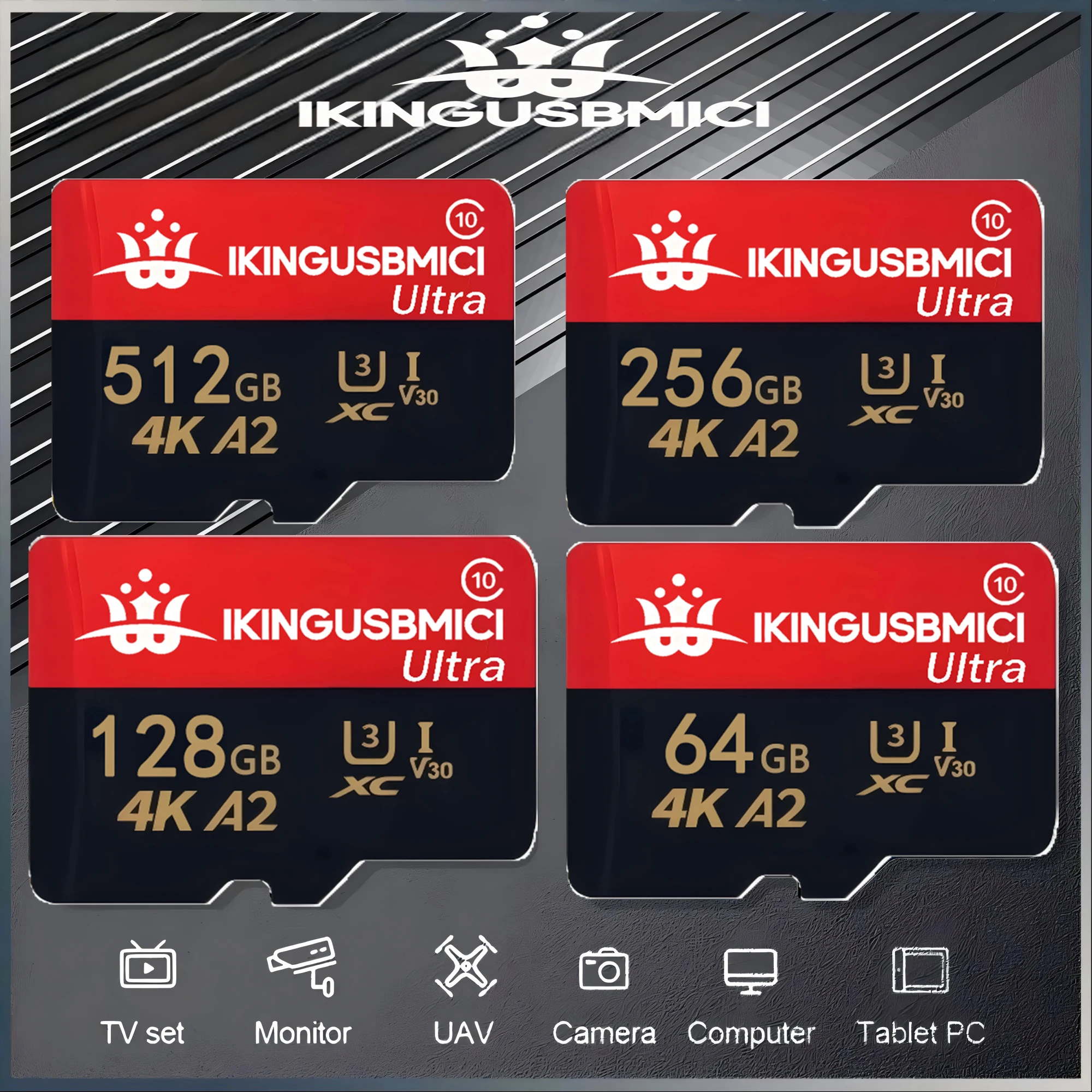 64GB 128GB 256GB SD Cards TF Cards Memory Card Micro TF/SD Card U3 V30 4K Speed Boost for Security Camera Drone Surveillance