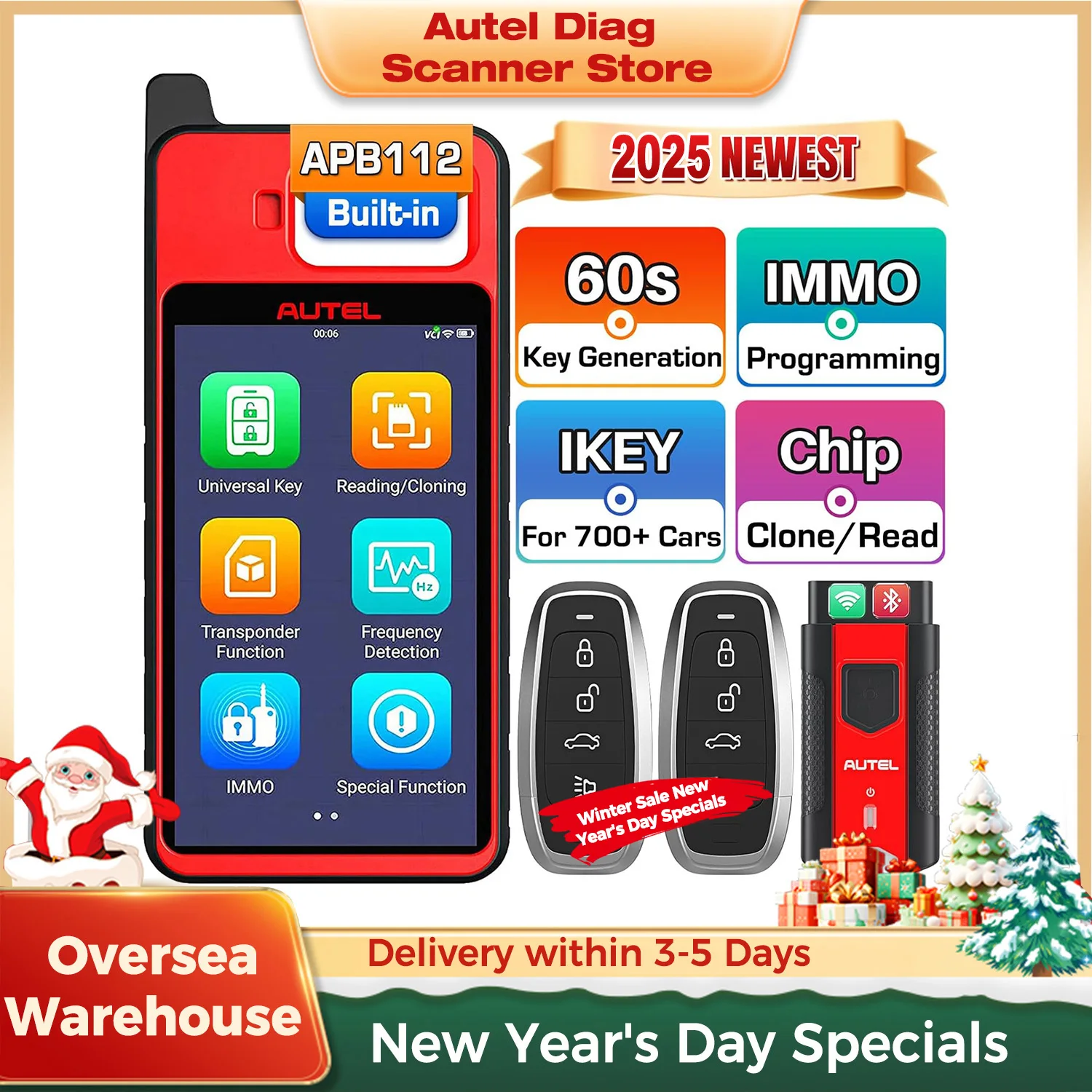 Autel MaxiIM KM100 KM100X Key Fob Programming Immobilizer Tool,60s Key Generation,OBD IMMO Key Learning,Chip Read/ Edit/ Clone