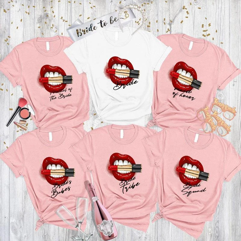 Funny Summer T Shirt for Bride Squad Tribe Party Brides Babes Maid of Honor Tops Cheap Women Clothing with Free Shipping