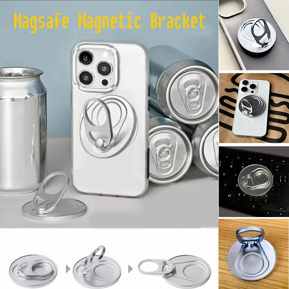 For Magsafe Magnetic Zip Top Can 1Pcs Strong Suction Rotating 360 Wall Stickers Everywhere Folding Ring Phone Holder Alloy Porta