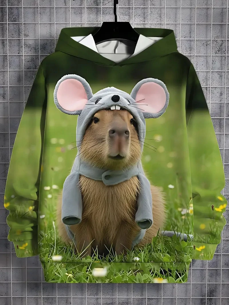

Funny Capybara Hoodies Trend Street Sweatshirt Autumn Winter Casual Long Sleeve Pullover Daily Men's Clothes Girl And Boy's Tops
