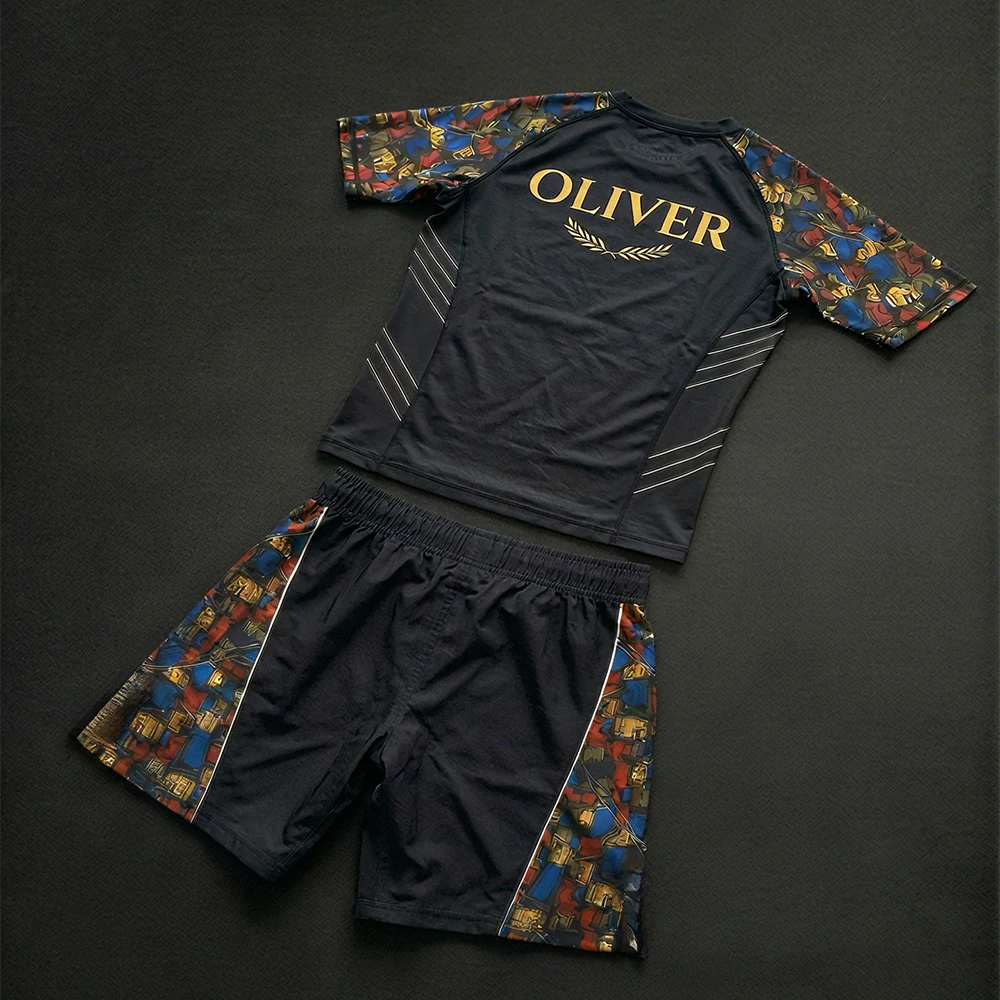 Nueva Camiseta y Pantalones Cortos de Lucha Brasileña Charles Oliveira para Hombre, MMA, Boxeo, Talla Grande, Transpirable, de Secado Rápido, Traje Deportivo de Entrenamiento