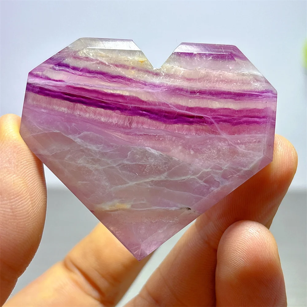 Rainbow Fluorite Heart Natural Crystal Lucky Quartz Stone Garden Reiki Gifts Healing Energy Love Home Decoritem Room Decor