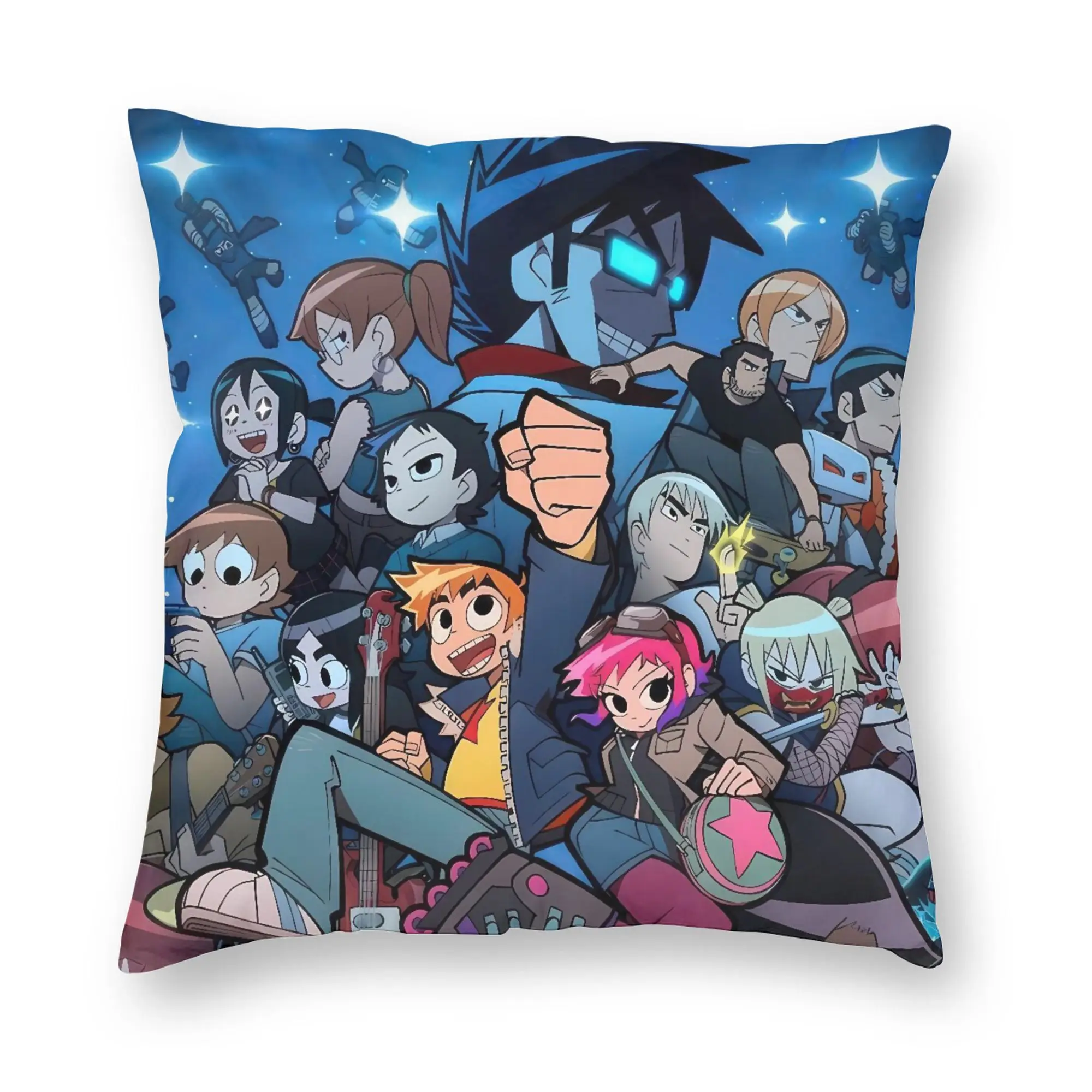 Pillow Cover Scott Pilgrim Blue Night Art  Kawaii Pillow Case For Sofa Car Home Decor Pillowcases