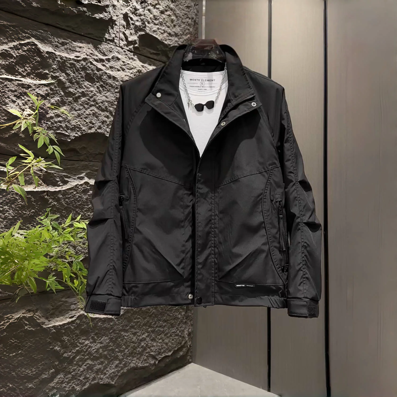 

Весенне-осеннее новое уличное повседневное мужское джинсовое пальто с воротником-стойкой, простой цветной хаоме, высококачественное универсальное рабочее пальто