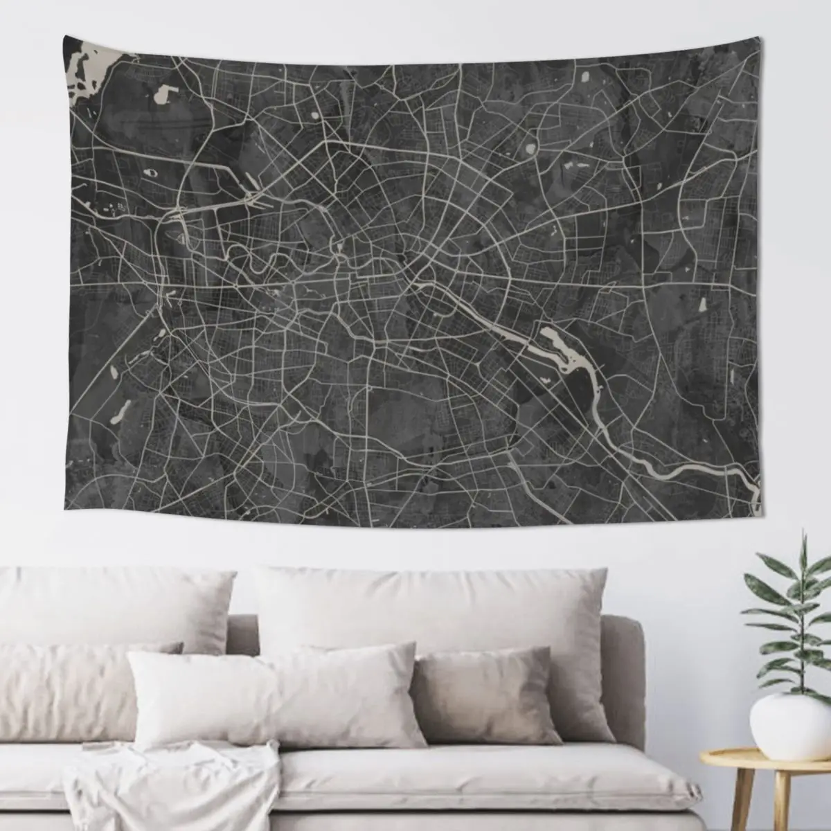 

Berlin Germany Gray Artistic Map Tapestry Room Decoration Accessories Aesthetic Decoration Japanese Room Decor Tapestry