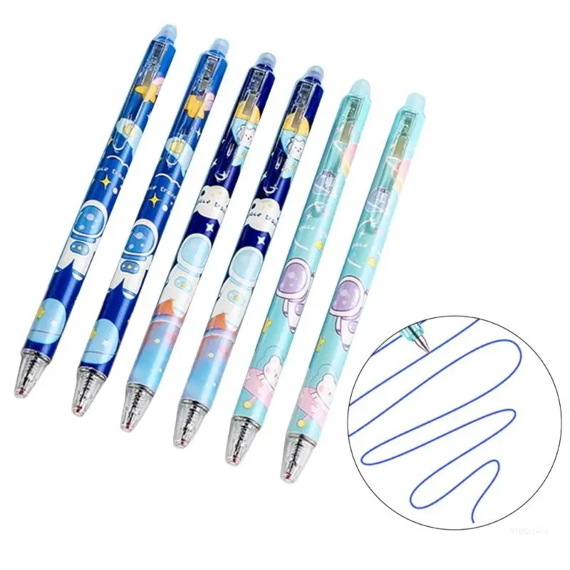 6Pcs Erasable Retractable Gel Pen Astronaut Gel Pen 0.5mm Tip, Smooth to Write Dropship