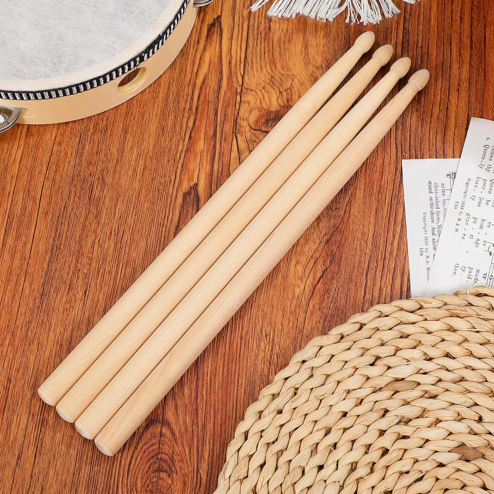 

2Pairs Wooden Drumsticks Excellent Craftsmanship Practical for Various Drums Stage Performance Suitable for Children Adults