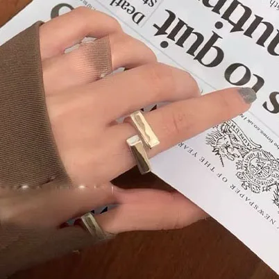 BF CLUB Silver Color Hug Rings for Women Fashion Geometric Handmade Irregular Vintage Fine Jelwery Ring Party Christmas Gift view 5