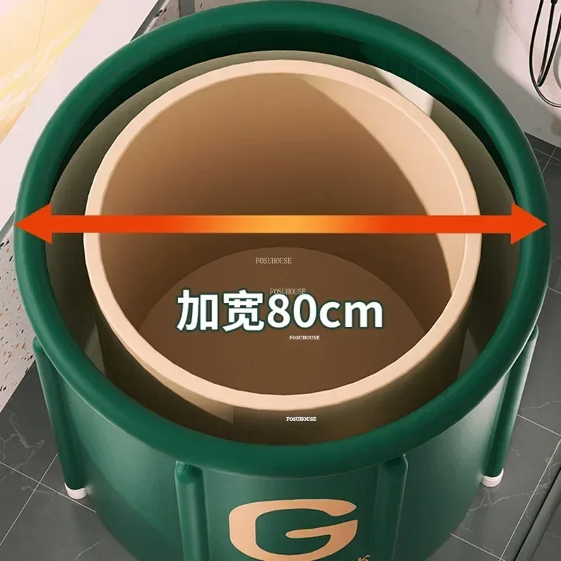 

Thickened Ice Bath Bucket Bathroom Adult Folding Portable Bathtubs Bathroom Home Full Body Bath Hot Tub Simple Round Bath Bucket