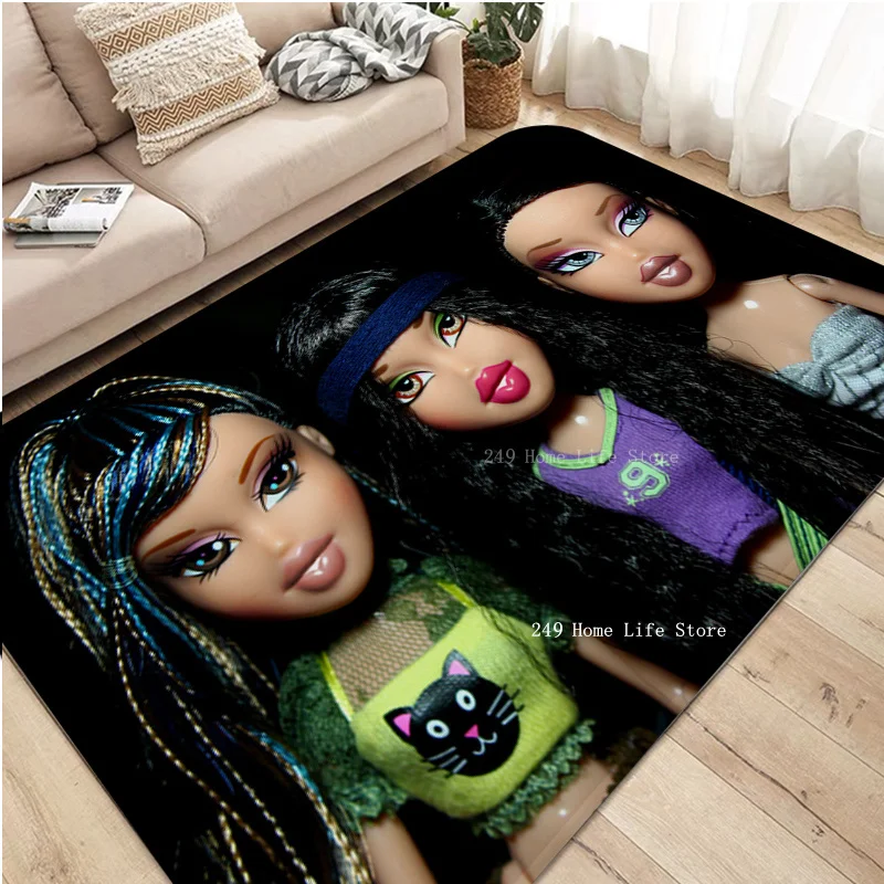 Bratz Dolls-alfombras largas antideslizantes para lavandería, decoración de lavandería, balcón, sala de estar para niños, decoración moderna del hogar