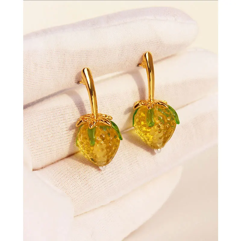 Hoop Earrings for Women Color Cherry Banana Gold Hoops Gift Dangle Drop Pendant Hanging Earrings Jewelry Geometric Stylish