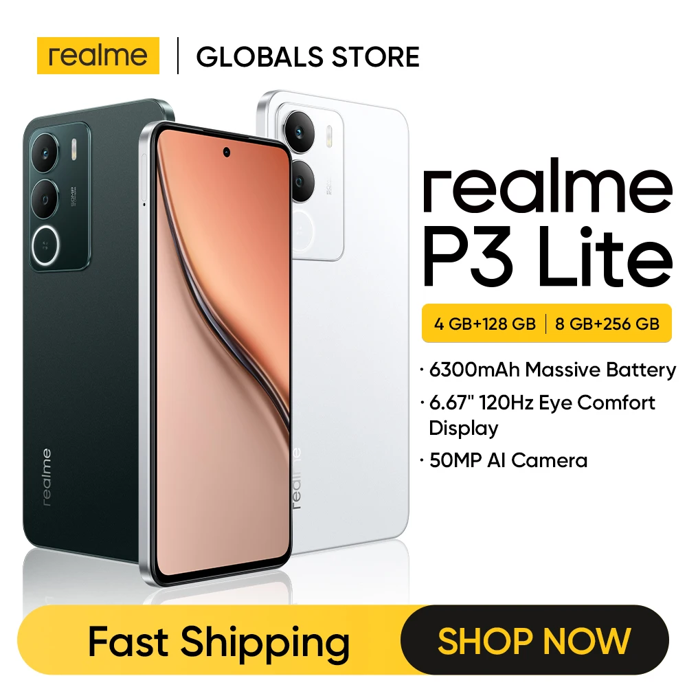 Смартфон realme P3 Lite NFC, аккумулятор 6300 мАч, зарядка 15 Вт, 6,67 дюйма, 120 Гц, дисплей, 50-мегапиксельная камера с искусственным интеллектом, набор микросхем UNISOC T7250