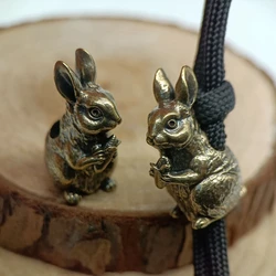 Cute Rabbit Brass Knife Beads EDC Outdoor DIY Paracord Woven Lanyard Pendant Men Bracelets Charms Jewelry Hangings Accessories