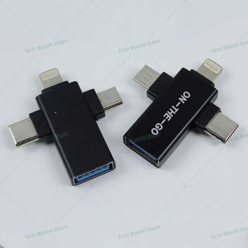 1Piece USB3.1 OTG 3 in 1 USB C micro iOS multifunctional extender converter for Oppo iPad iPhone Huawei