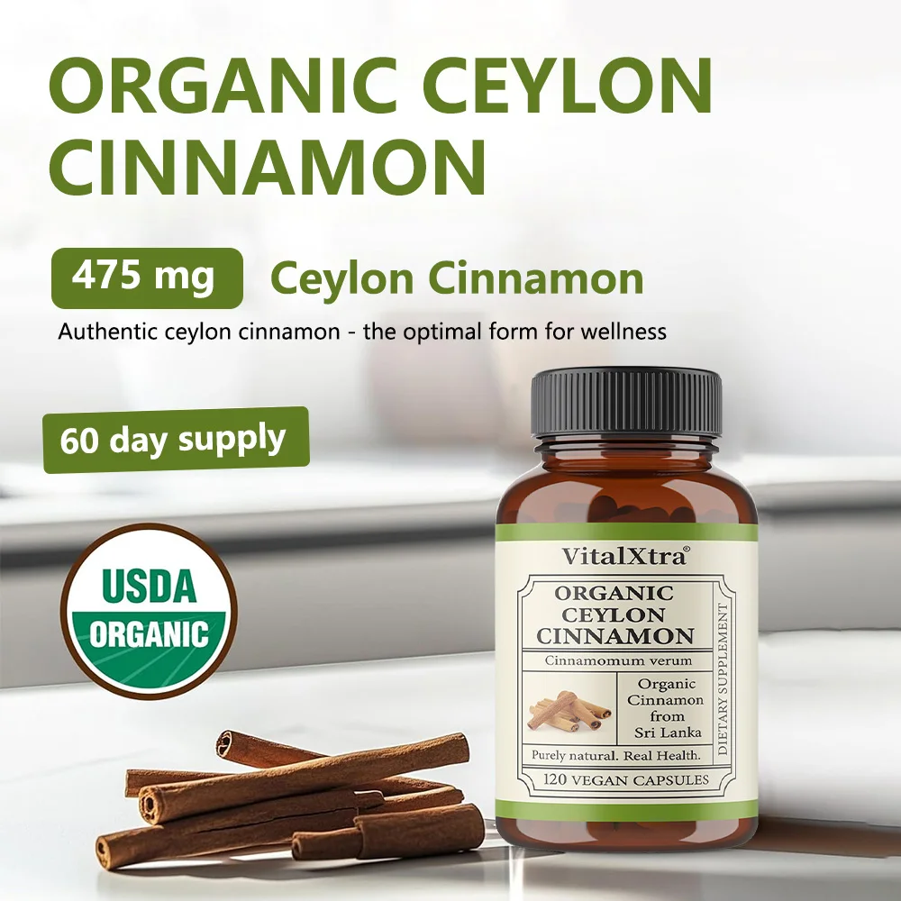 Ceylon Cinnamon Capsules 475mg, Antioxidant Support, Healthy Blood Sugar, Digestive Metabolism, Joint & Cardiovascular Health