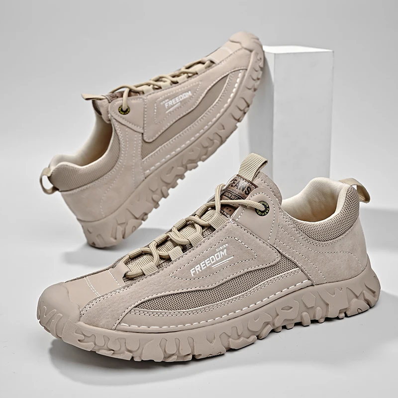 

HKAZ-S Мужская Всесезонная спортивная и повседневная обувь из натуральной кожи, большой размер, дышащая и удобная обувь для альпинизма