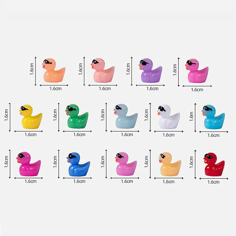 New Colorful Yellow Duck Sunglasses Resin Figurine Cartoon Animal Model Home Decor Fairy Garden Decoration Accessories Modern