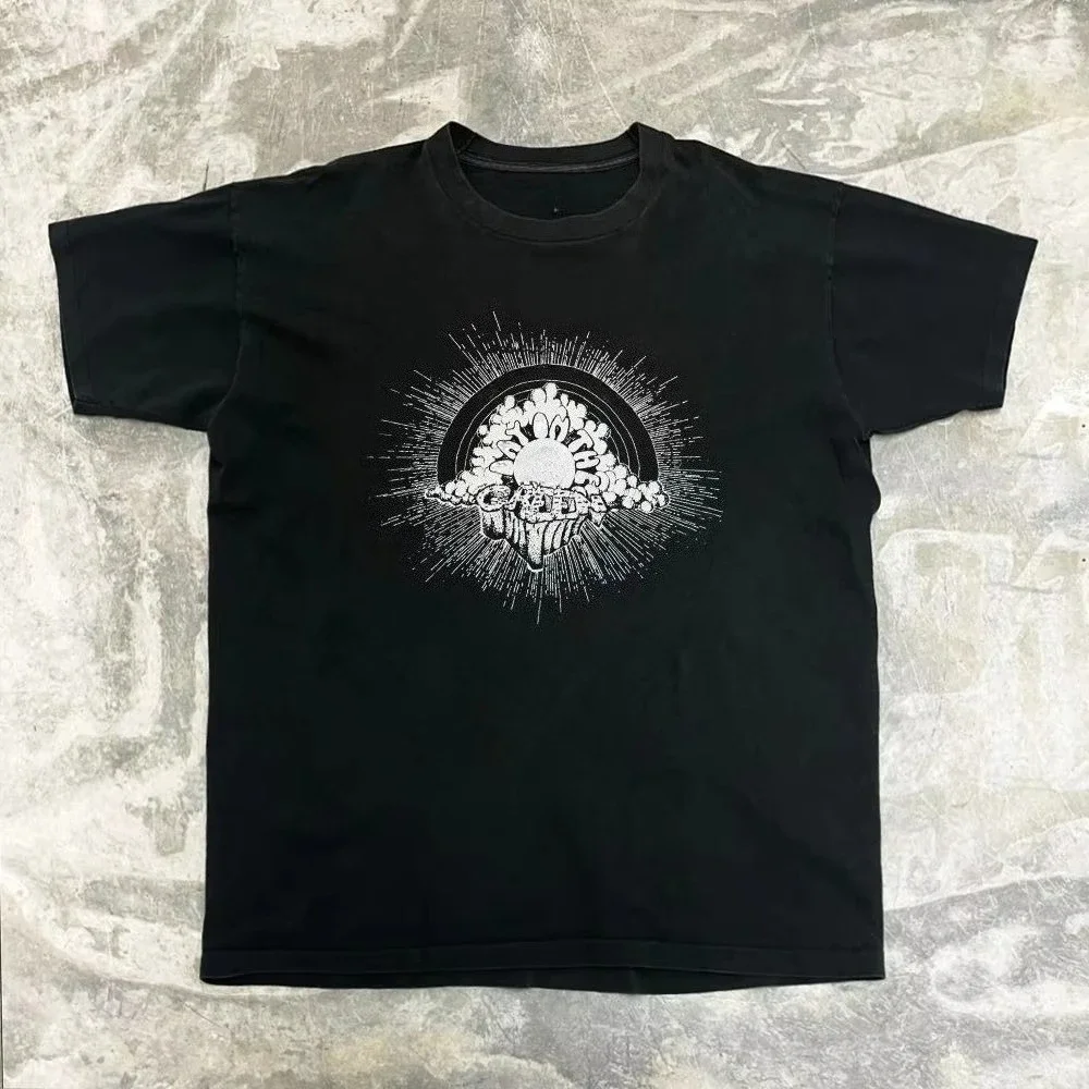 

American Vintage Vintage Sun Pattern Atmosphere, Oversized Loose and Versatile Short-sleeved T-shirts for Both Men and Women Top