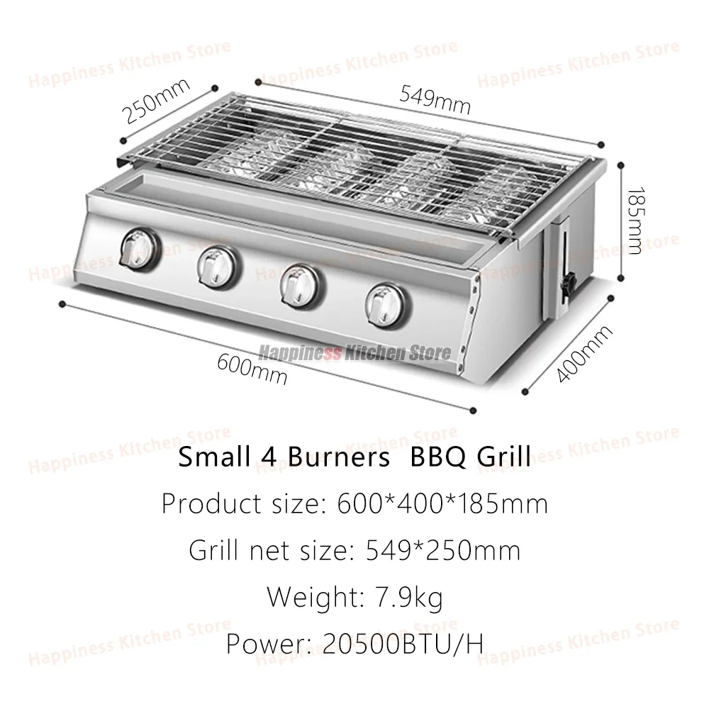 

For 4 Burners BBQ Grill Garden LPG Gas Grill Gas Stoves Stainless Steel Burners With Covers Outdoors Camping Barbecue 549*250mm