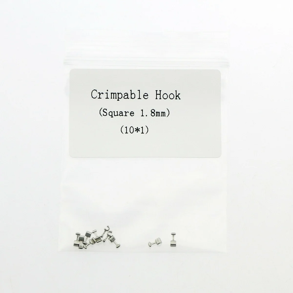 100 Pcs Dental Orthodontic Crimpable Hook Short Stainless Steel Square 1.8mm