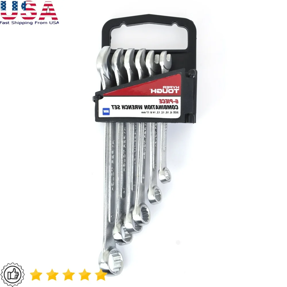 

6-Piece Combination Wrench Set Metric Chrome Vanadium Steel Heat Treated Precision Machined Raised Panel Portable Carrying Case